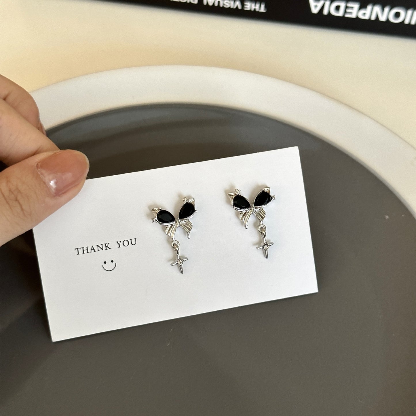 Women's Stars Black Bow Light Luxury Temperament Earrings