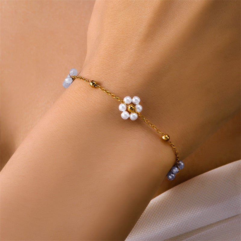 Women's Korean Style Fresh Flower Pearl Elegant Jewelry Set