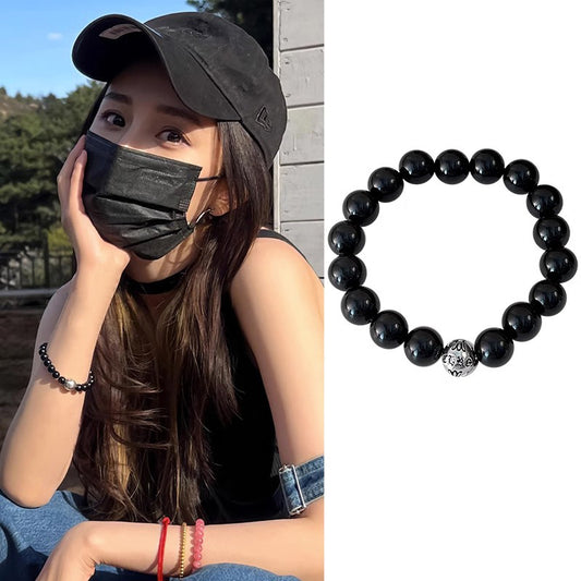 Yang Mi Mantra – perles porte-bonheur pour femmes, bracelets lumineux à perles noires