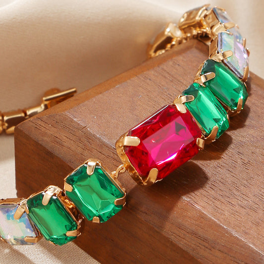 Colorful Gem Emerald High-grade Rose Ruby Bracelet