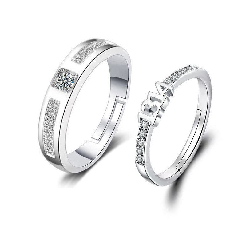 Women's Couple Imitation Moissanite Opening Adjustable Man's Proposal Wedding Valentine's Day Ring