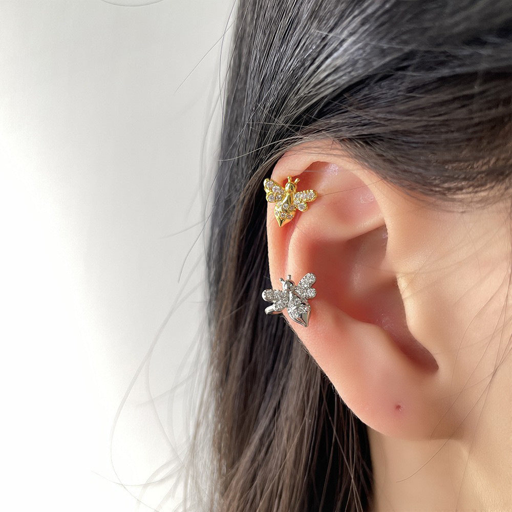 Full Diamond Mini Bee Popular Super Flash Refined Zircon Ear Clip