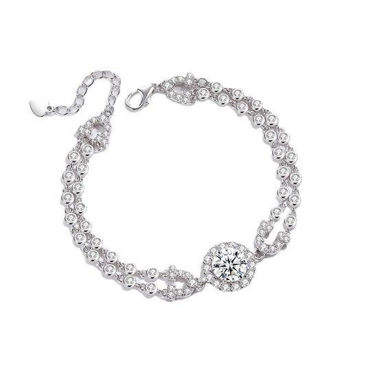 Women's Sier Korean Fashion Moissanite Small Bubble Bracelets