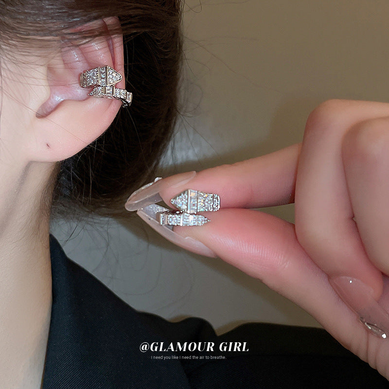 Women's Snake-shaped Shaped Zircon Niche Creative Bone Temperament Entry Lux Ear Clip