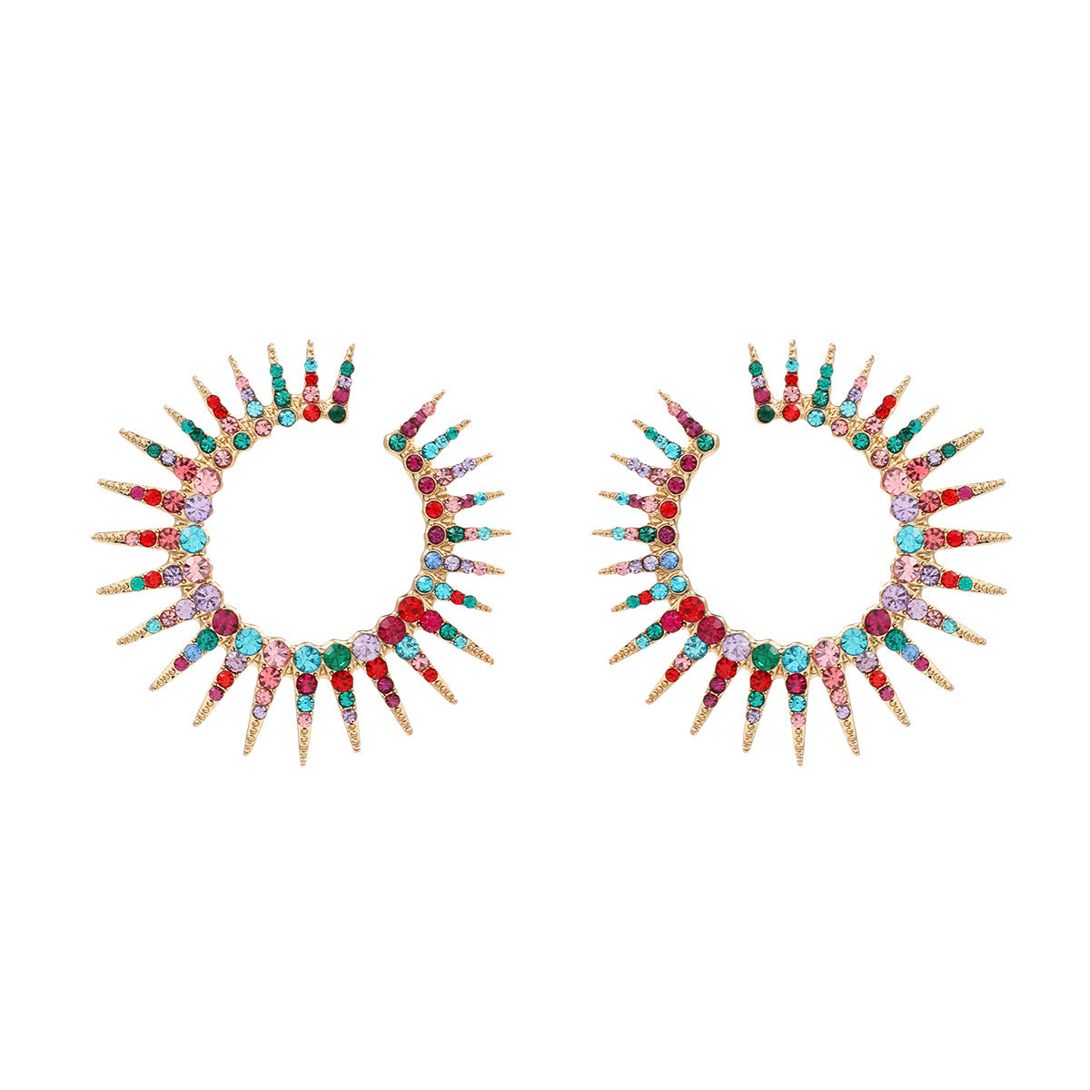 Stylish Colored Diamond Sunflower Female Round Earrings