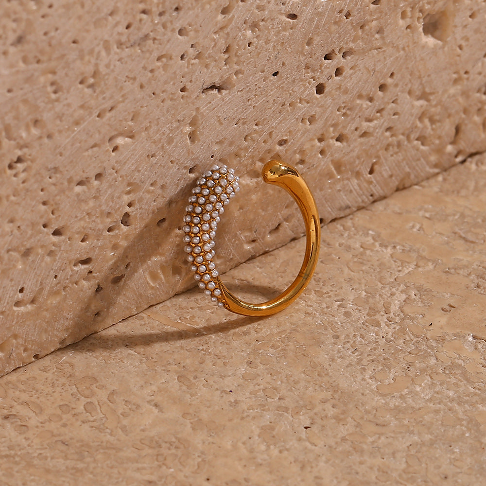 Light Luxury Female Stainless Steel Opening Water Drop Shape Micro Ring