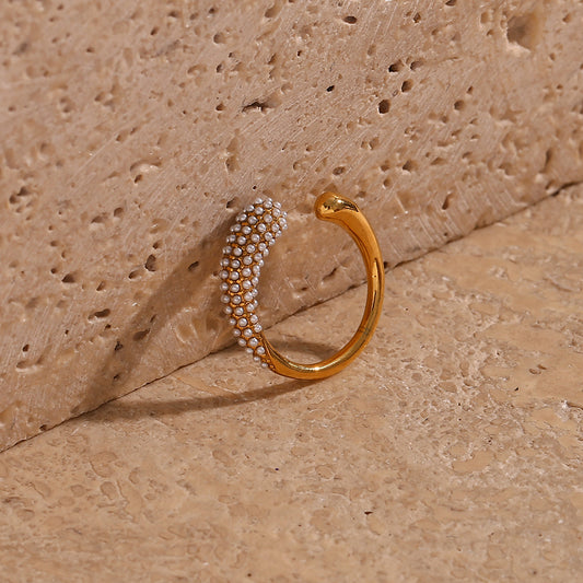 Light Luxury Female Stainless Steel Opening Water Drop Shape Micro Ring