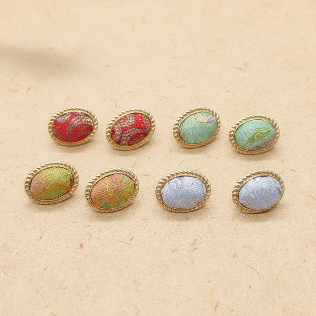 Finished Bean-shaped Female Chinese Style Han Clothing Cheongsam Antique Stud Earrings