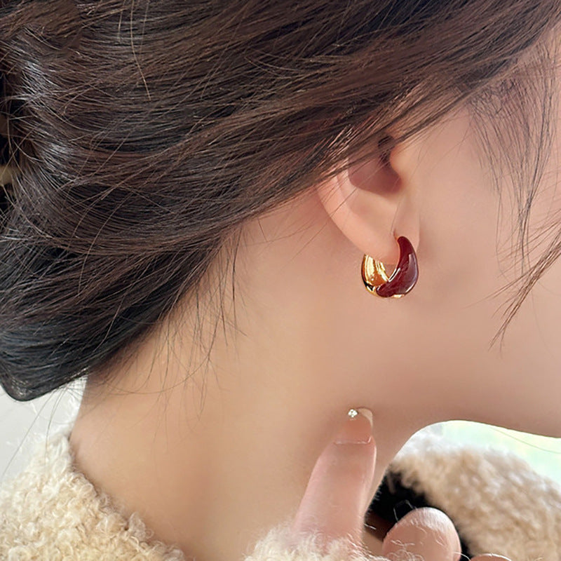Women's Vintage Red Clip Light Luxury Temperament Rings