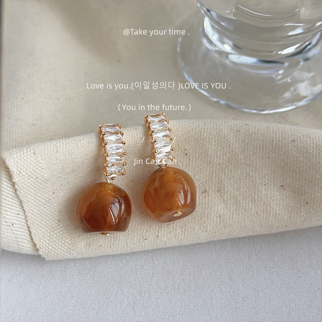 Color Amber Elegant High-grade Fashion Retro Earrings