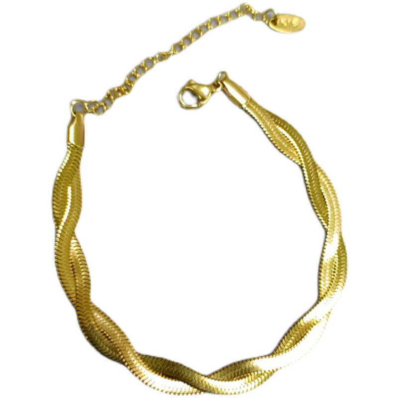 Damen-Titanstahl-Gold-Kreuz-Schlangenknochen für Nischen-Design-Armbänder