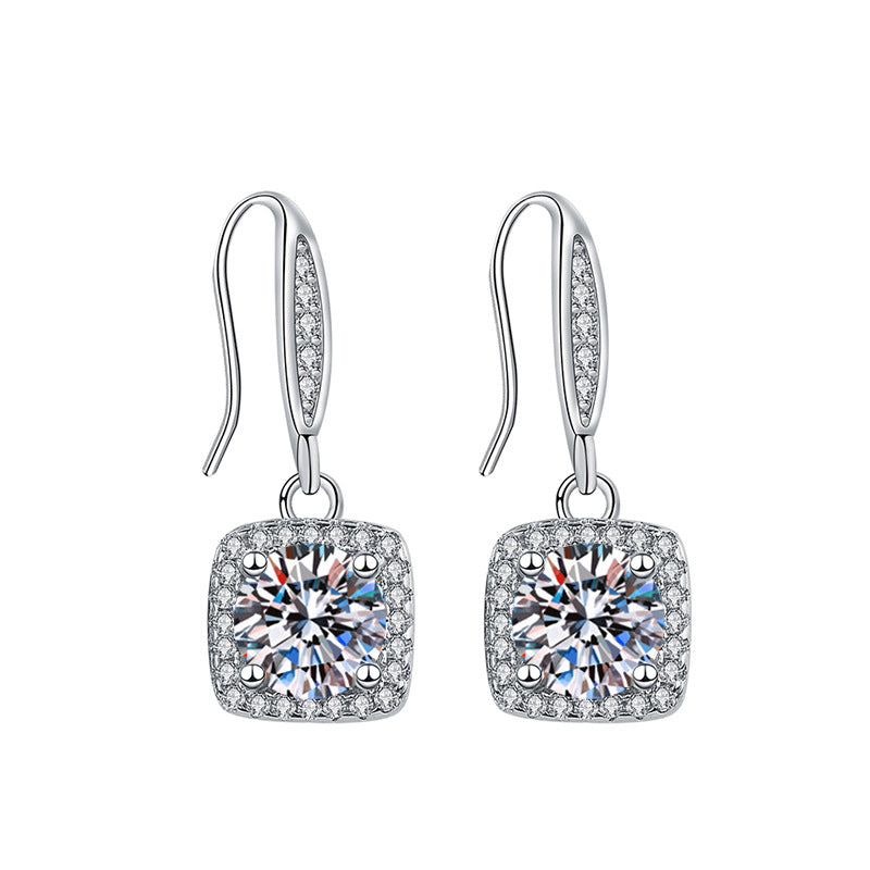 Elegant Imitation Moissanite Inlaid Full Diamond High-grade Square Earrings