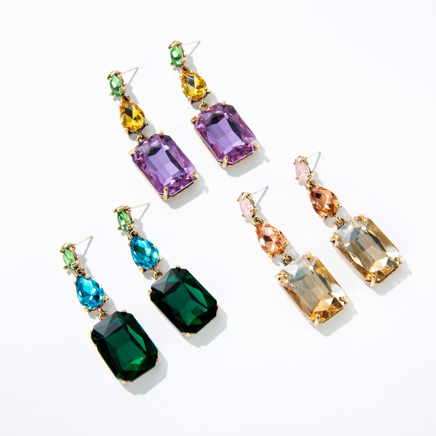 Style Gem Series Geometric Square Water Stud Earrings