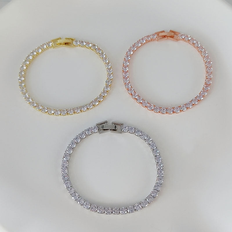 Fashion Simple Design Single Row Full Rhinestone Zircon Female Bracelets