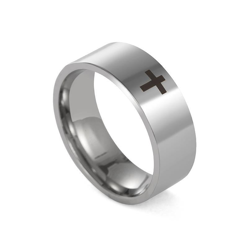 Stainless Steel Design Wind Cross Simple Rings