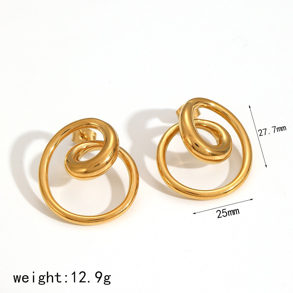 Stainless Steel Female Minority Simple Irregular Earrings