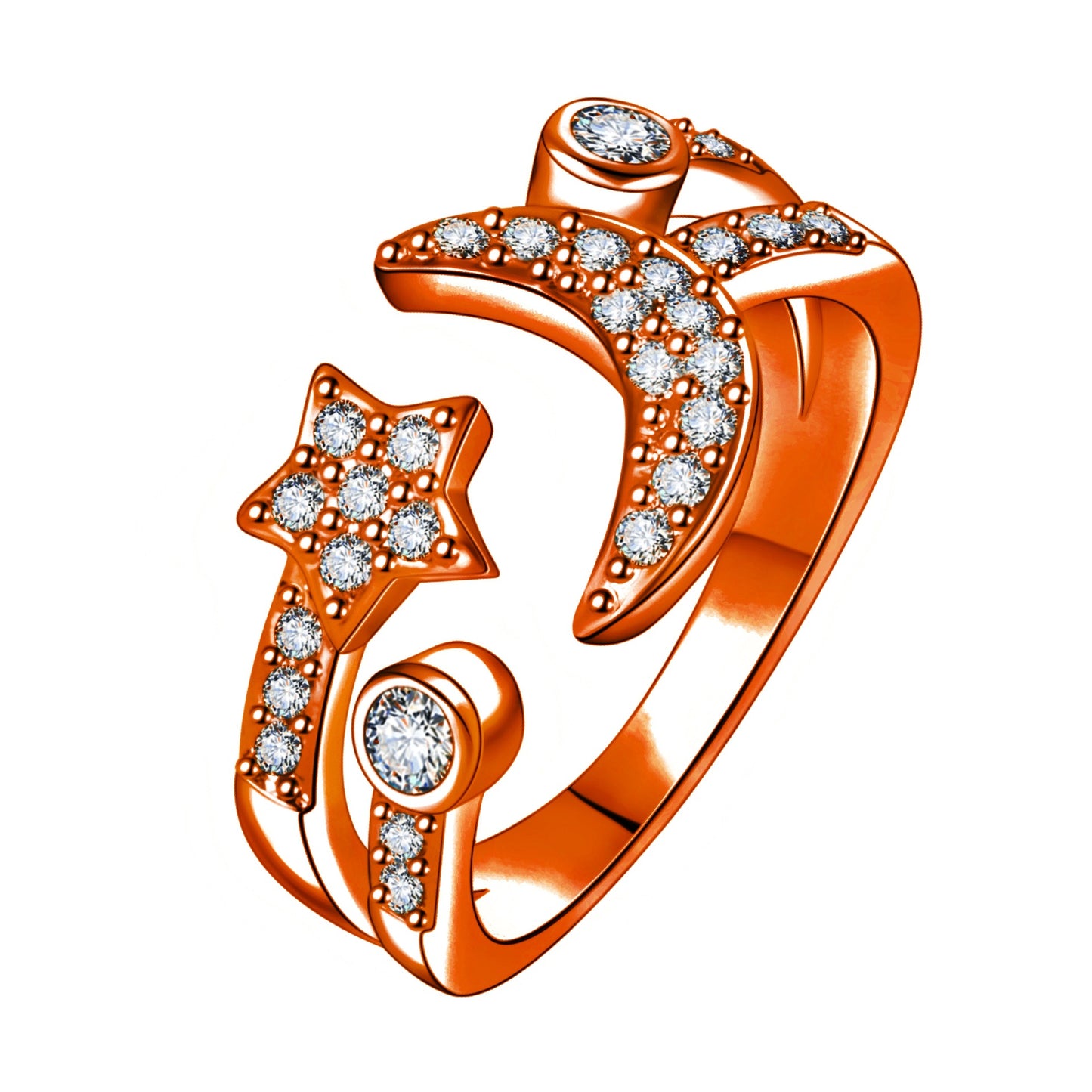 Rhinestone Star Moon Opening Zircon Inlaid Rings