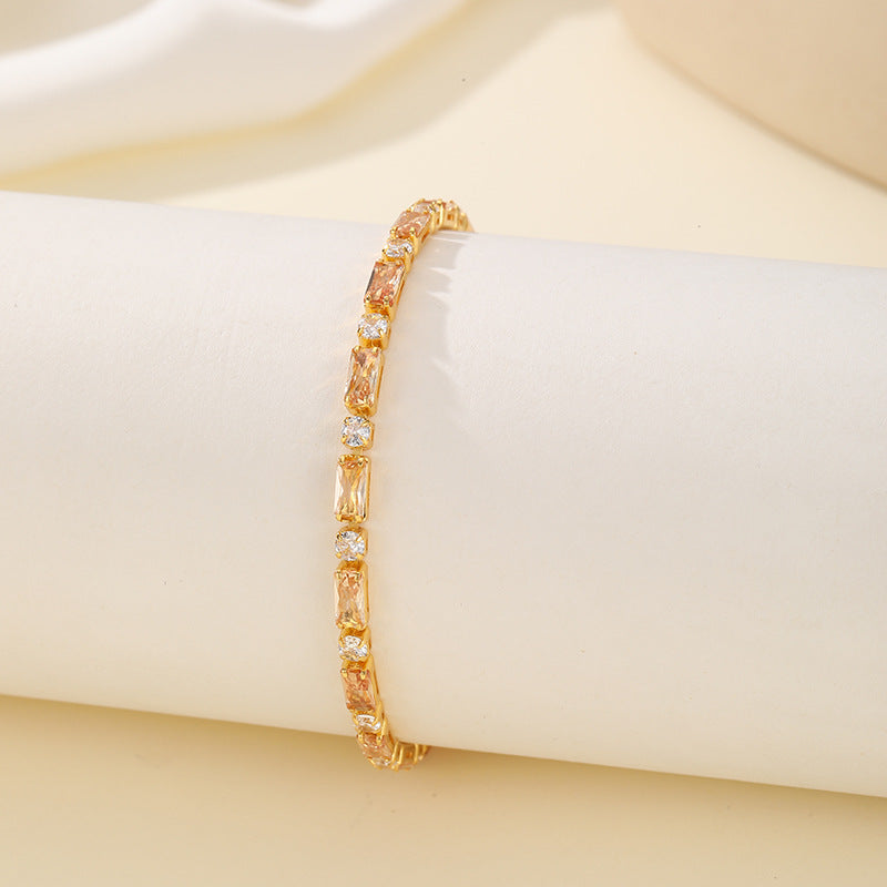 Women's Luxury Fashion Square Zircon High-grade Dopamine Simple Exquisite Versatile Watch Bracelets
