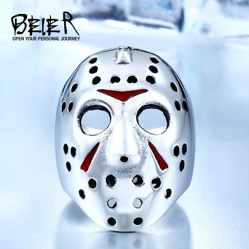 Men's Television Splendid Trendy Stainless Steel Jason Mask Epoxy Rings