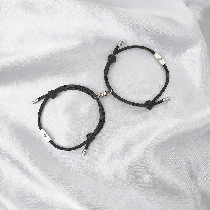 Women's & Men's & Stainless Steel Sun And Moon Magnet Suction Couple Bracelets