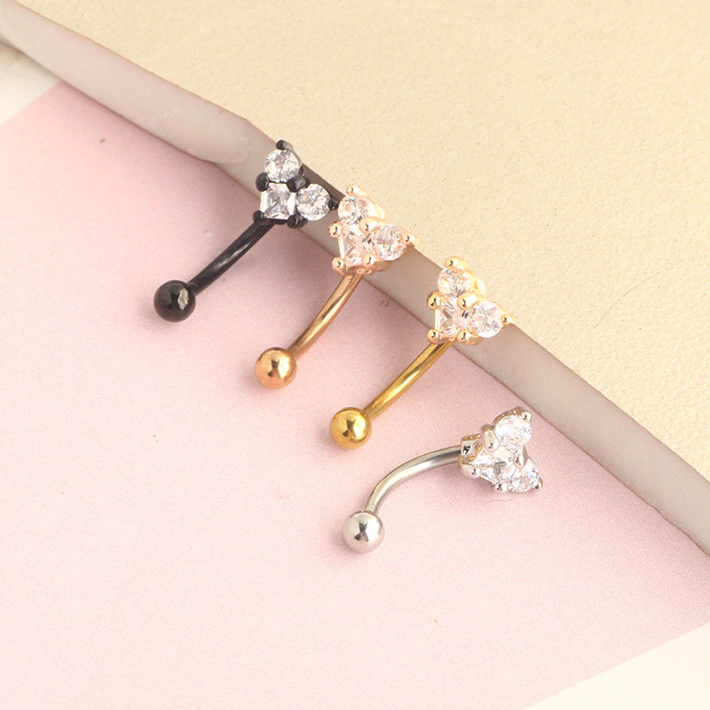 Inlaid Zircon Love Ear Bone Screw Twist Ball Arc Piercing Stud Earrings