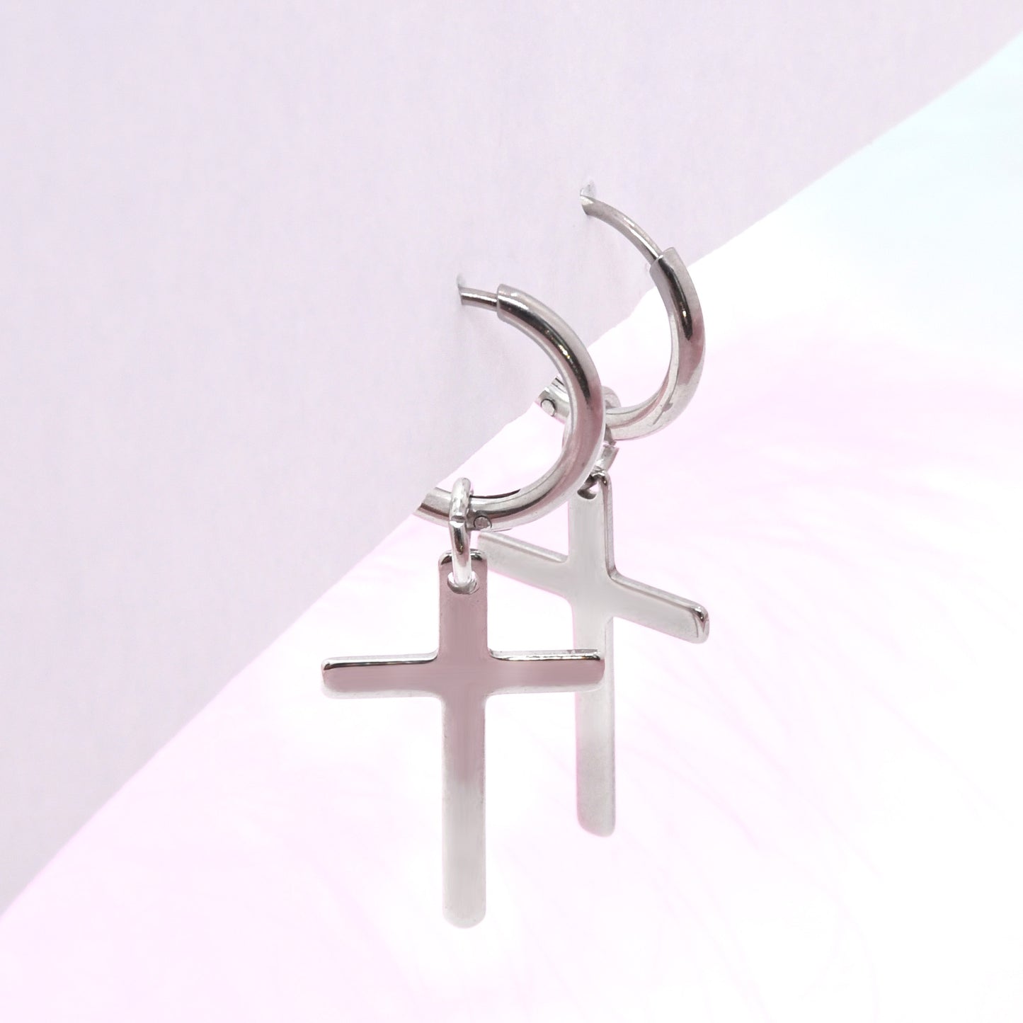 Men's Cross Punk Stainless Steel Trendy Art Born Earrings