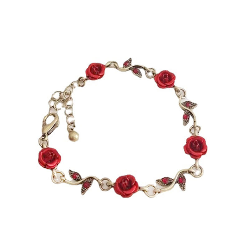 French Romantic Sexy Elegant Vintage Rose Flower Fairy Temperamental Simple Bracelet
