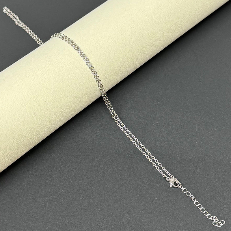 Steel Flat Cross Chain O-shaped Single Choker Clavicle Necklace