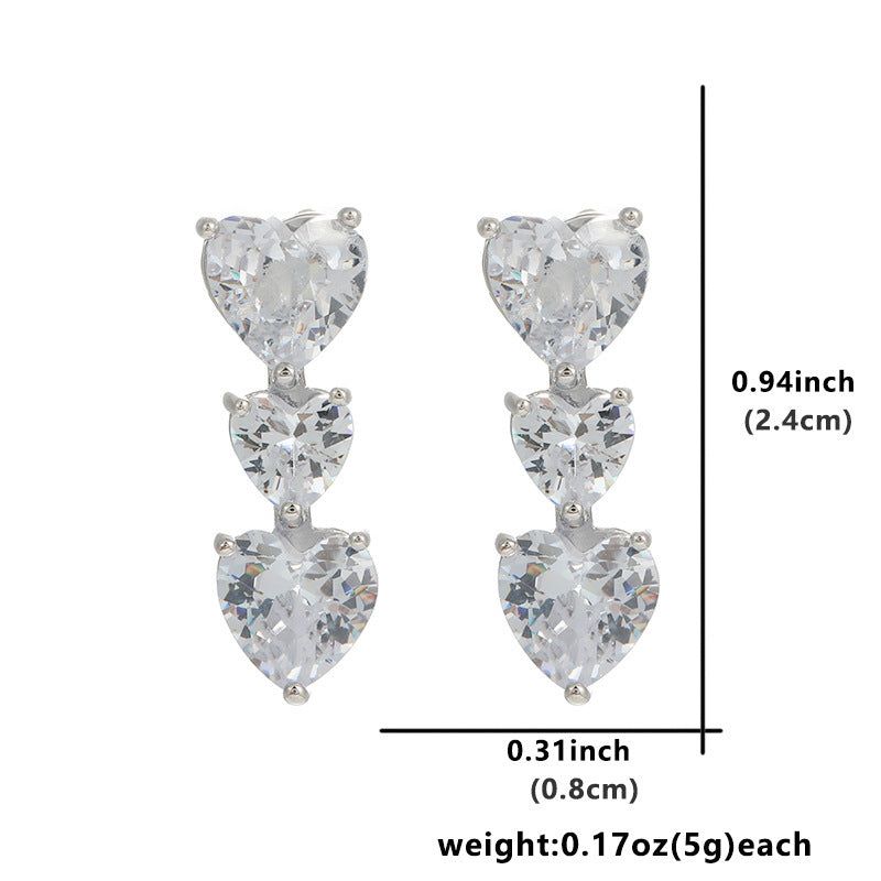 Stylish Heart-shaped Loving Heart Zircon Jewelry Earrings