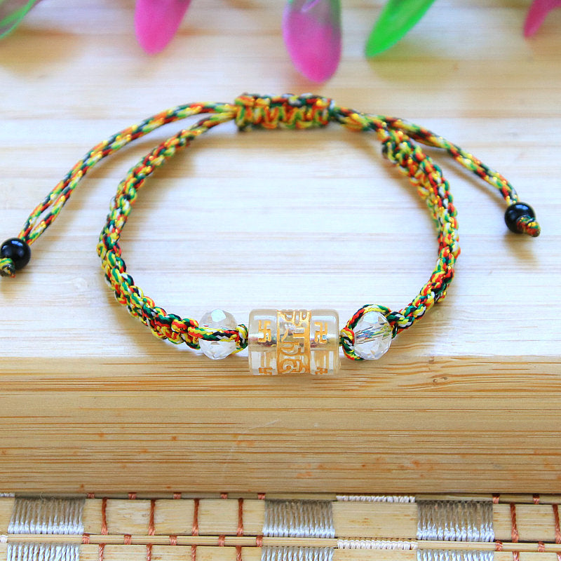 Words Mantra Barrel Beads Line Woven Bracelets