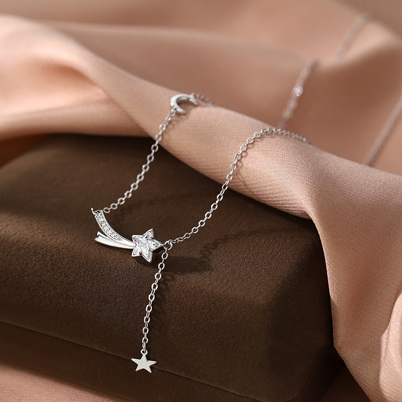 Women's Exquisite Affordable Luxury Style Moon Pentagram Tassel Necklaces