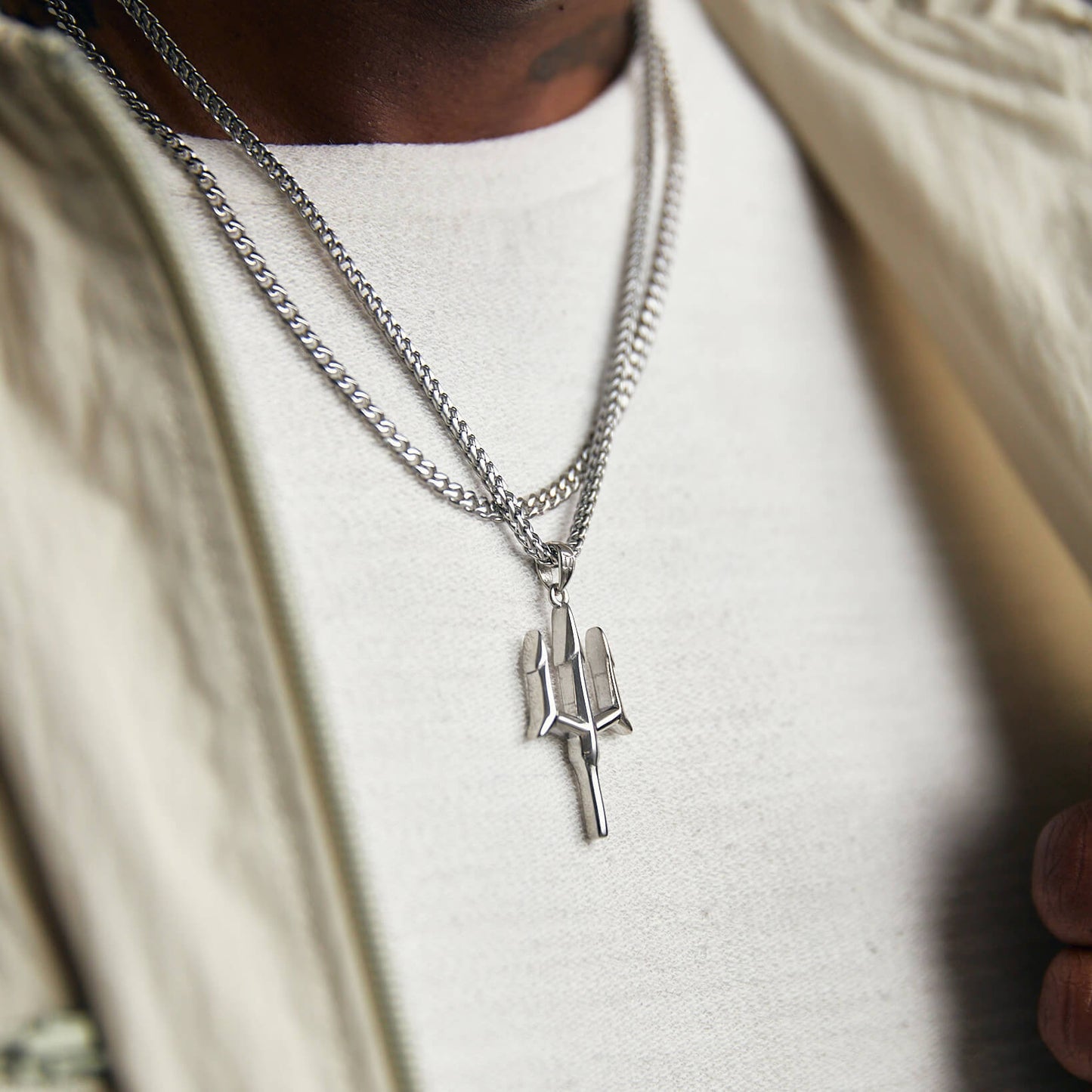 Minimalist Sea King Trident Pendant Man's Necklaces