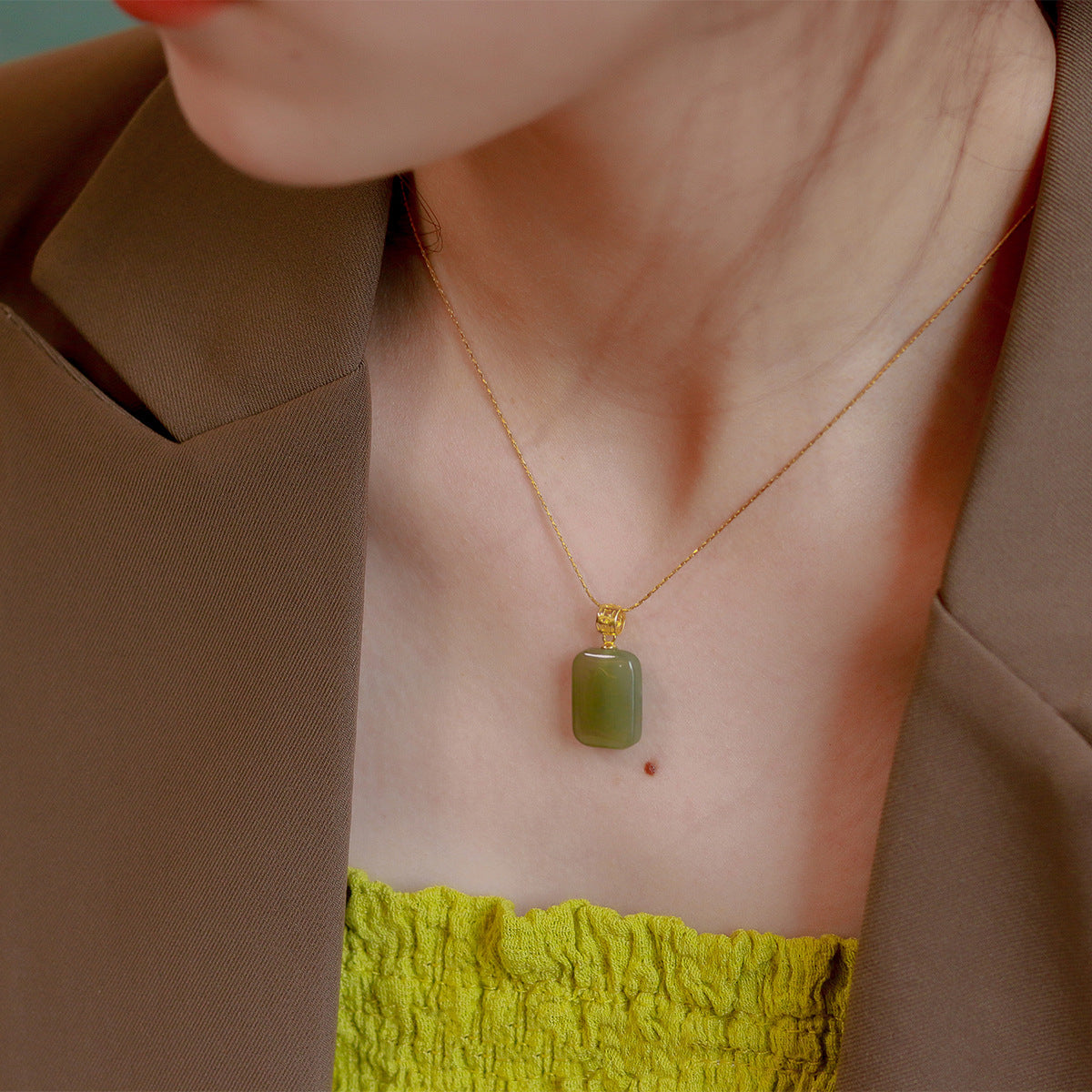 Jade Female Lucky Light Luxury Minority Gilded Pendants