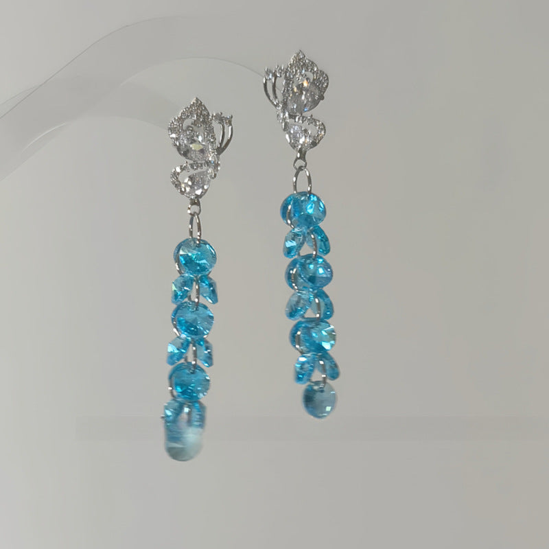 Sier Needle Acrylic Colorful Flower Sweet Earrings