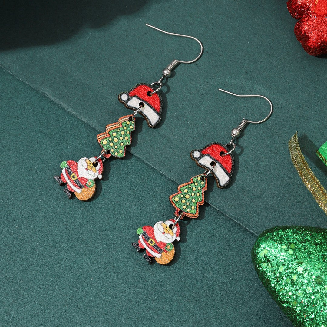 Boucles d'oreilles de Noël simples en forme de dessin animé