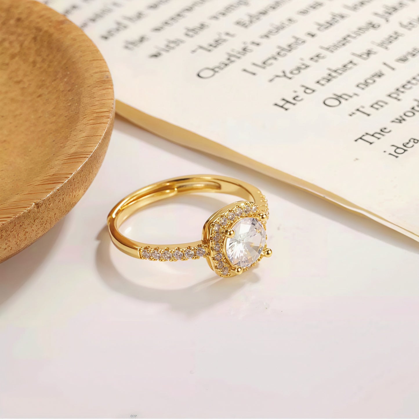 Diamond Square Round Affordable Luxury Fashion Pillow Zircon Opening Couple Rings