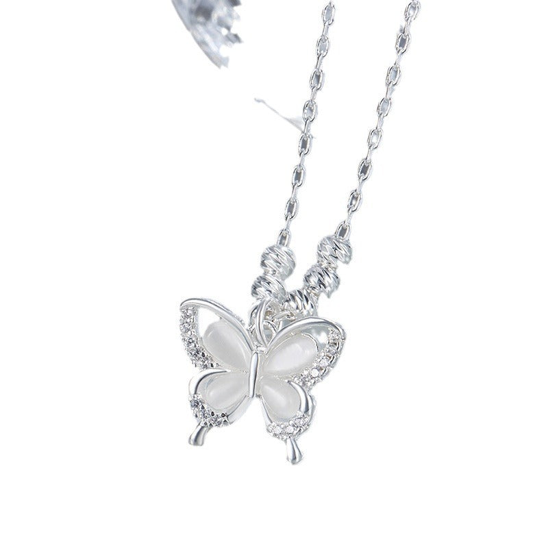 Chinese Style Opal Butterfly Cold Feeling Design National Fashion Exquisite Necklace