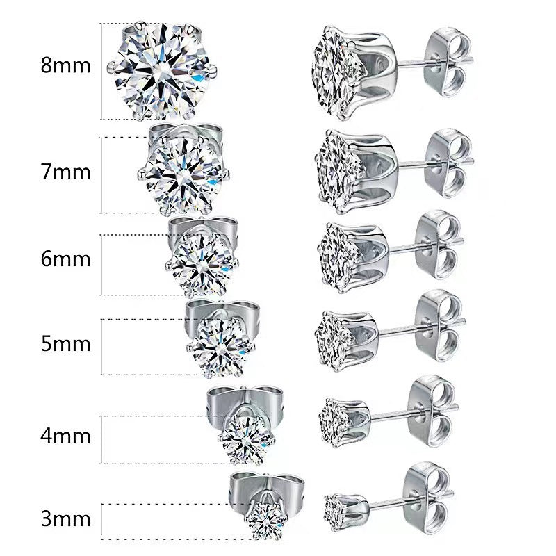 Stainless Steel Zircon Exquisite Elegant Wild Stud Earrings