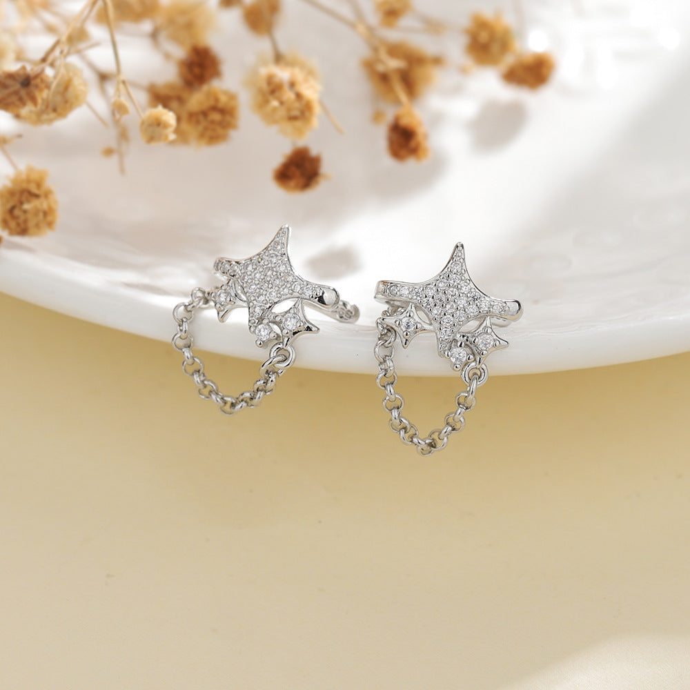 Star Personality Street Punk Diamond Four Stars Ear Clip