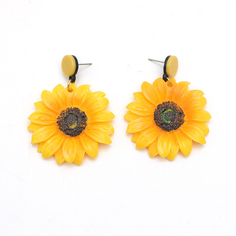 Fairy Mori Sunflower Graceful Personality Exaggerated Fresh Rings