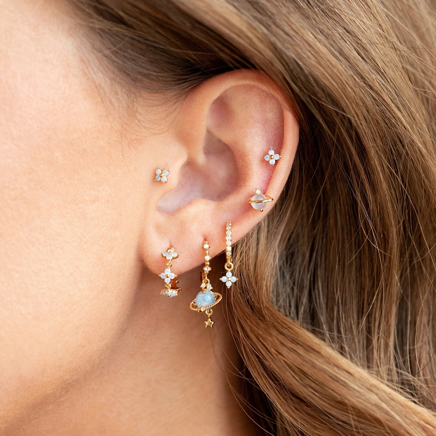 Boucles d'oreilles ornementales élégantes de style coréen en six pièces