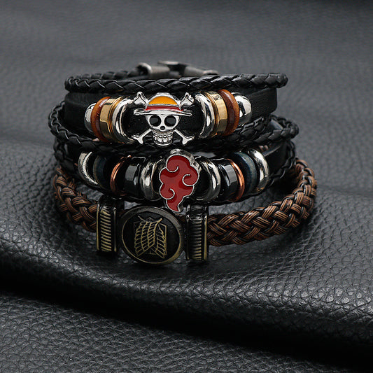 Bracelets rouges d'anime de style punk pour femmes, hommes et une pièce