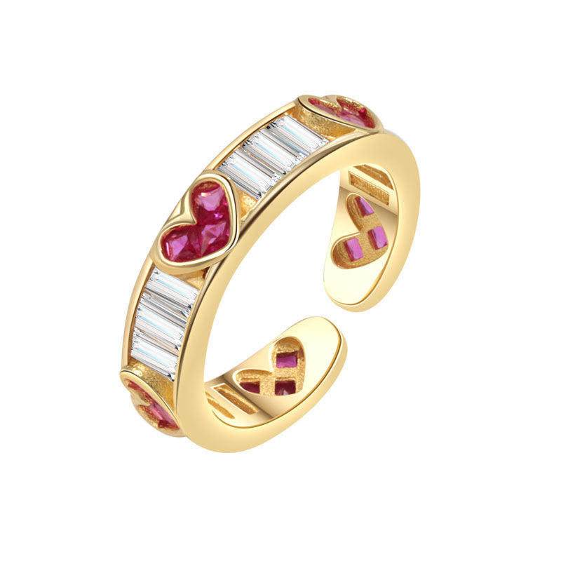 Niche Design Micro Diamond Opening Love Rings