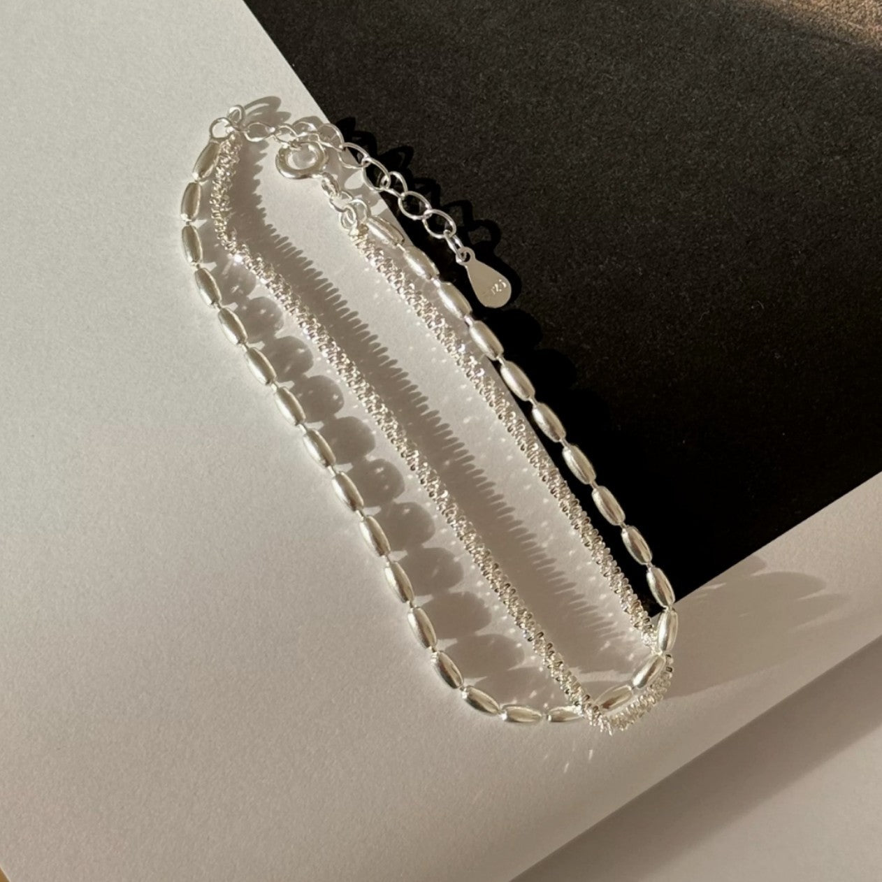 Of Rice Female Plain Sier Style Twin Bracelet