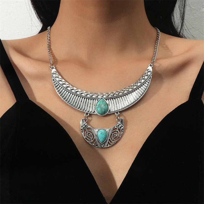 Retro Turquoise Nepal Alloy Plating Tibetan Necklaces