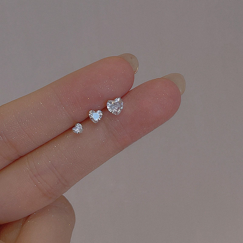 Women's Love Heart Sier Pin Simple Compact Cute Mini Rings