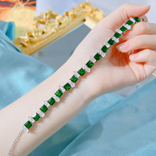 Luxury Emerald Bright Color Gem Princess Bracelets