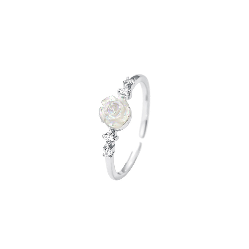 Women's Sterling Sier Rose Simple Affordable Luxury Rings