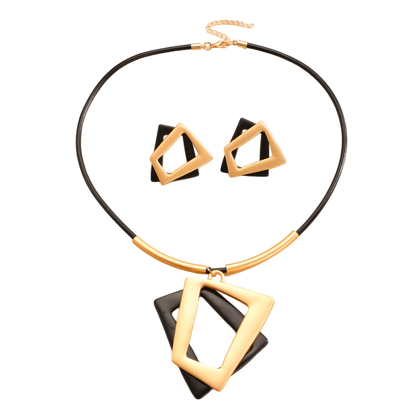 Women's & Men's Simple Style Geometric Exaggerated Fashion Quadrangle Color Matching Personality Jewelry Set