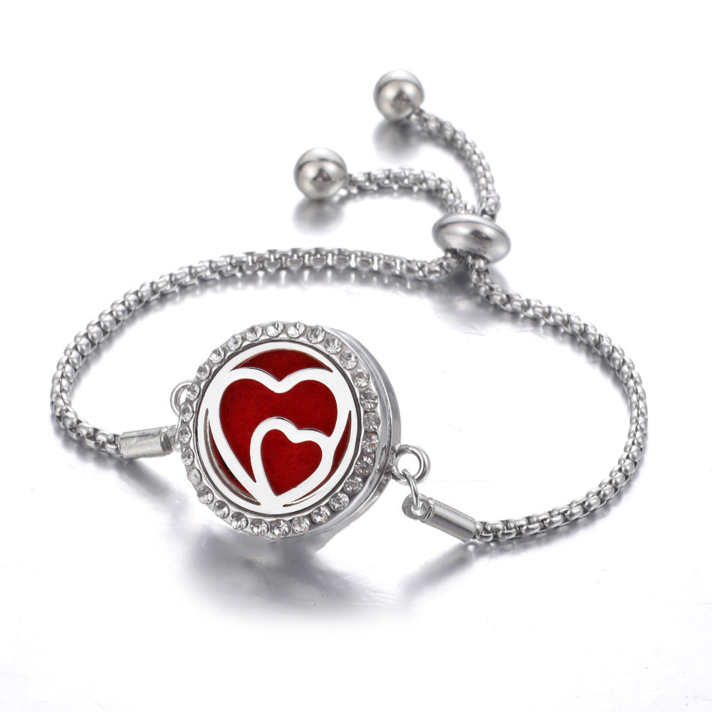 Steel Hollow Oil Lucky Tree Open Box Bracelet